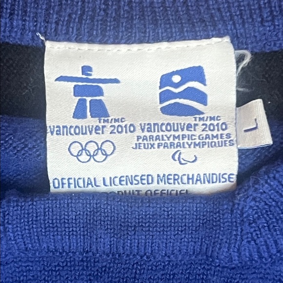 Vancouver 2010 Paralympic Games Blue Knit Retro Sweater sz L EUC Unisex style - Picture 2 of 11